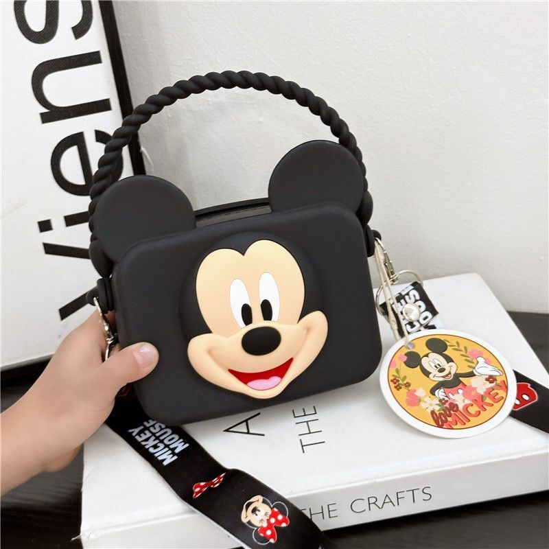 Disney tas selempang silikon wanita, tas tangan wanita kualitas tinggi, tas tangan Motif kartun, tas hadiah ulang tahun, tas anak-anak
