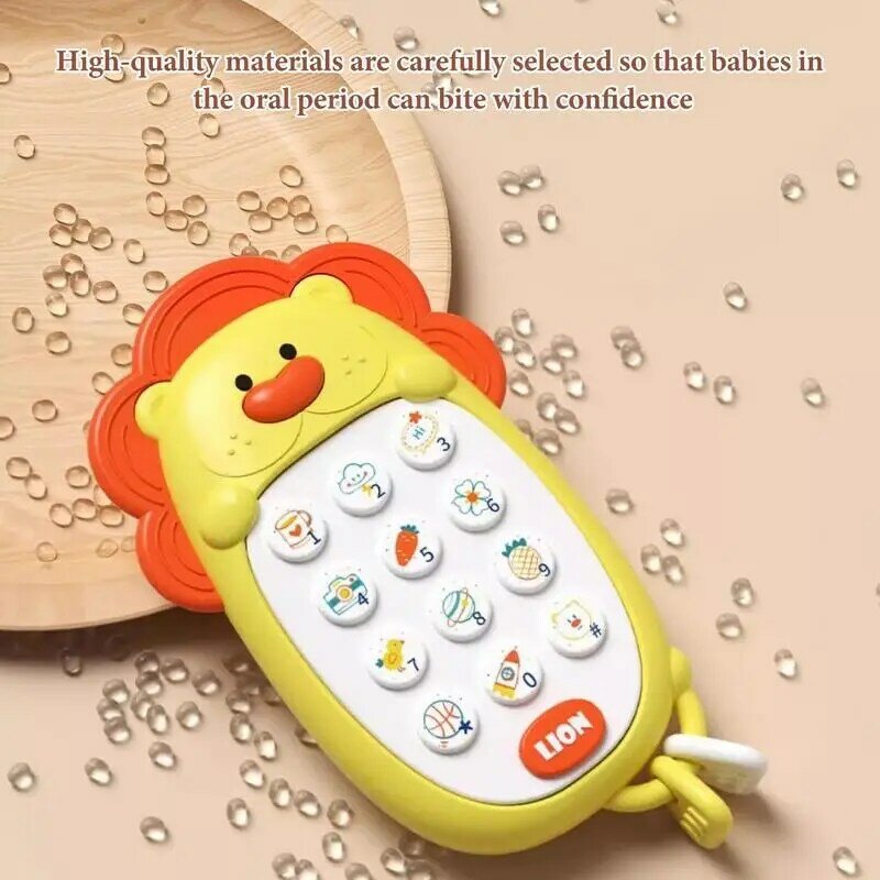 Juguete de aprendizaje de teléfono para bebés, juguetes interactivos de sonido de teléfono falso masticable, juguetes preescolares para niños en edad preescolar