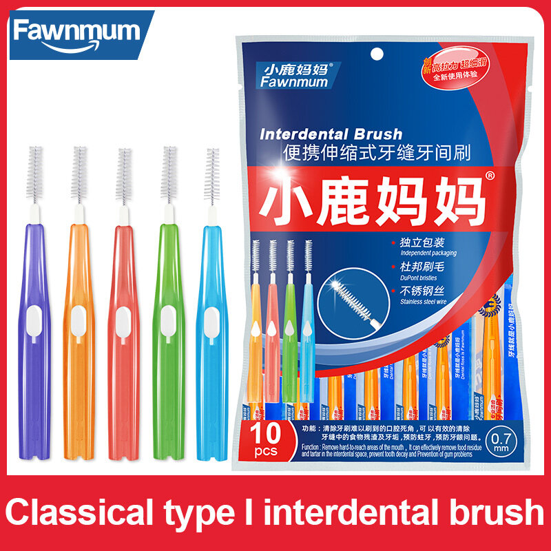 Fawnmum spazzolino interdentale pulito tra i denti spazzolino da denti pulizia strumenti orali ortodonzia dentale portatile 0.6-1.2mm