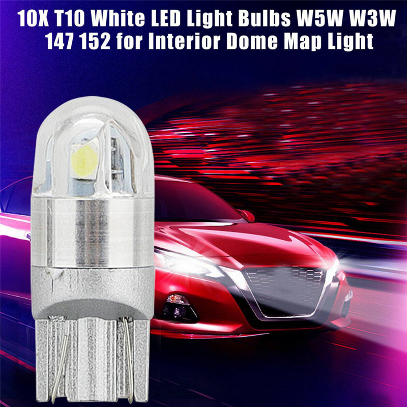 Lâmpada LED branca Canbus, marcador lateral de licença, 6000K, T10, 168, 194, W5W, 10pcs