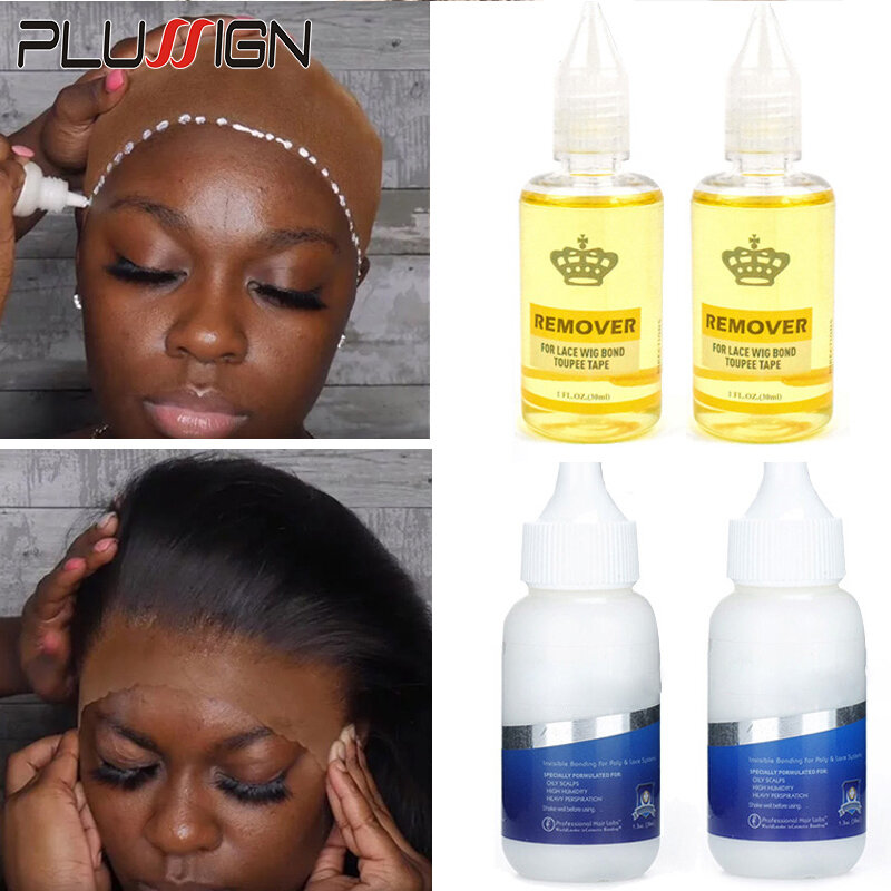 Plussig-Cola com Removedor para Peruca e Toupee, Super Lace Glue, Fechamento Hair Glue, Kit de Instalação de Peruca
