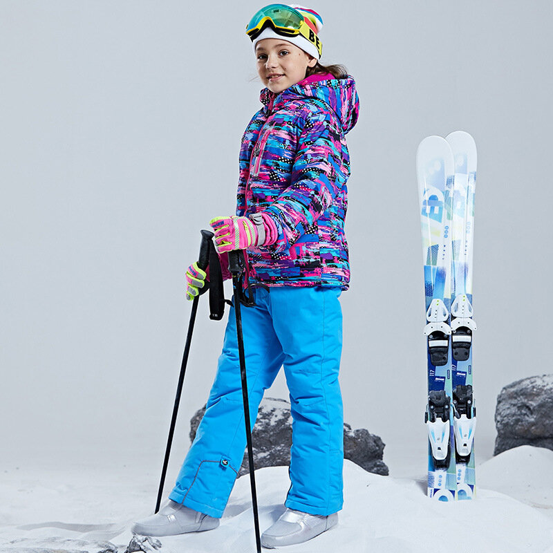 Terno de esqui off-road infantil, conjunto de neve quente e impermeável para meninos e meninas, cross-country,-30 ℃, 100-160cm, 5 6 7 8 9 10 11 12 13 14 15 Anos