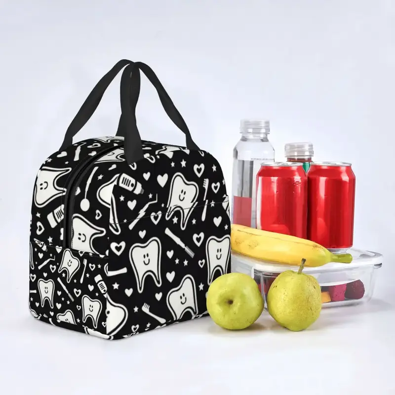 Dentist Tooth Resuable Lunch Boxes for Women Men Dentist Teeth Cooler Thermal Food Insulated Lunch Bag Kids School Children
