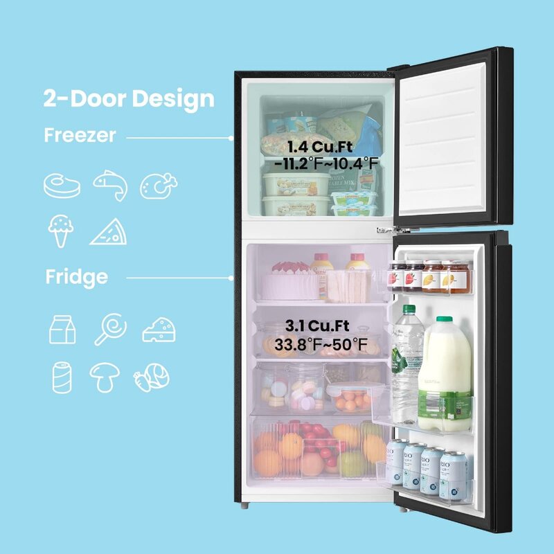 2023 New Mini Refrigerators, 4.5 Cu Ft Fridge with Freezer