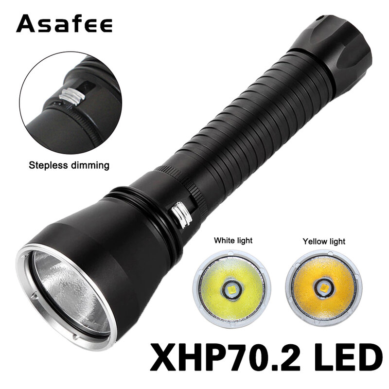 Asafee A26 100M LED torcia subacquea XHP70.2 4000LM luce IPX8 torcia impermeabile XHP70 LED torcia subacquea lampada lanterna