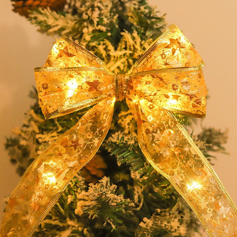 Cordas De Iluminação LED Ribbon, ornamentos De Árvore De Natal, DIY Lace Bows, Fairy Light String, Decoração De Casamento, Decoração Do Festival