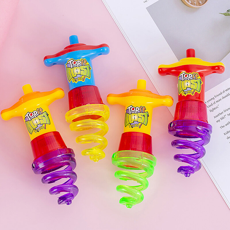 Giroscopio de tierra intermitente con lanzador, juguete luminoso de resorte grande, innovador y práctico, regalo para niños