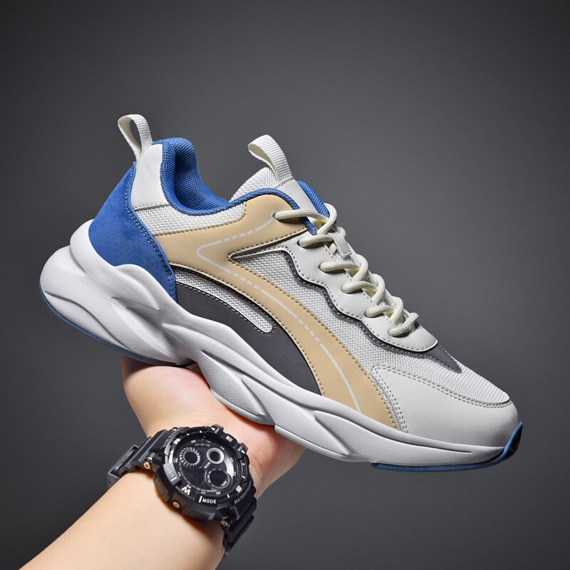 High Quality Men's Platforn Chunky Sneakers 2023 Summer New Breathable Mesh Running Shoes for Men Outdoor Casual Tennis Shoes