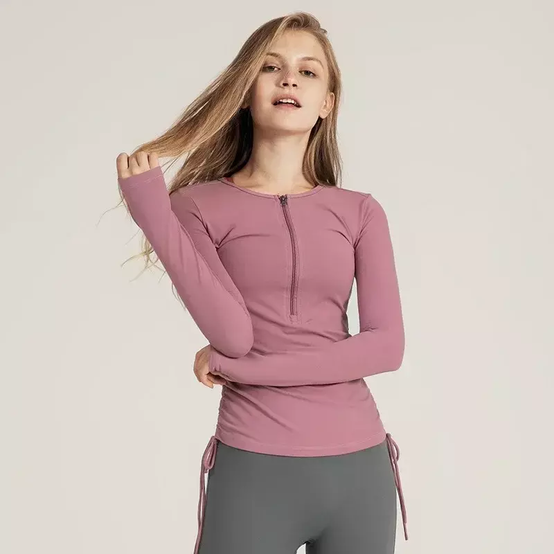 Осенне-зимняя веревочная одежда для йоги, быстросохнущая Спортивная одежда для фитнеса на молнии с длинными рукавами для отдыха