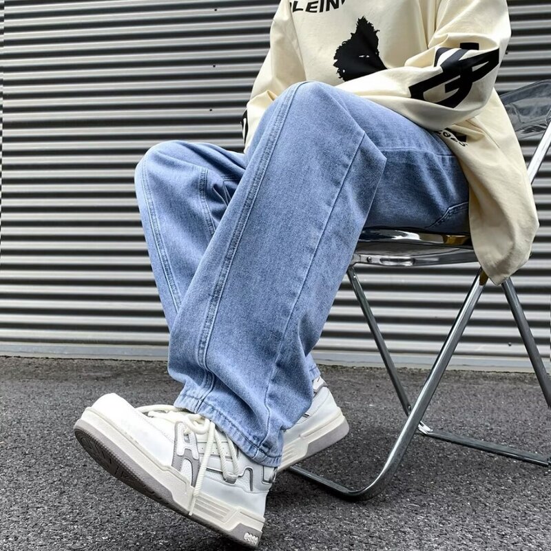 Summer Thin Jeans Men's Loose Straight Pants Fashion Elastic Waist Stretch Cotton Business Casual Denim Trousers baggy jeans