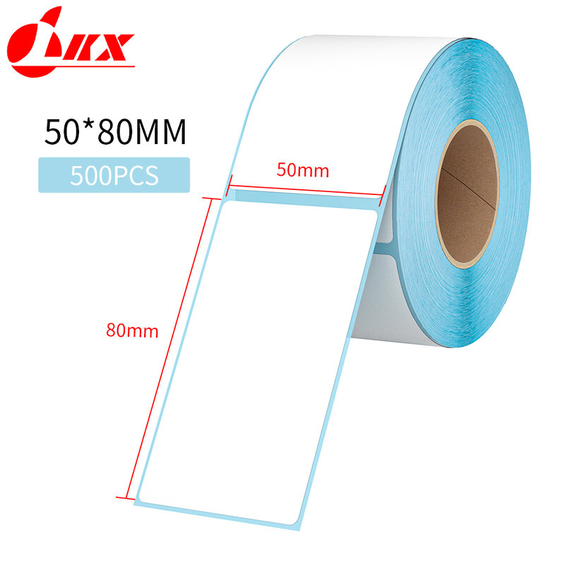 LKX 50x80 мм 500 шт. белая бумага термальная наклейка papel клейкая бумага водонепроницаемая этикетка принтера молочный чай мороженое пищевая бирка для niimbot