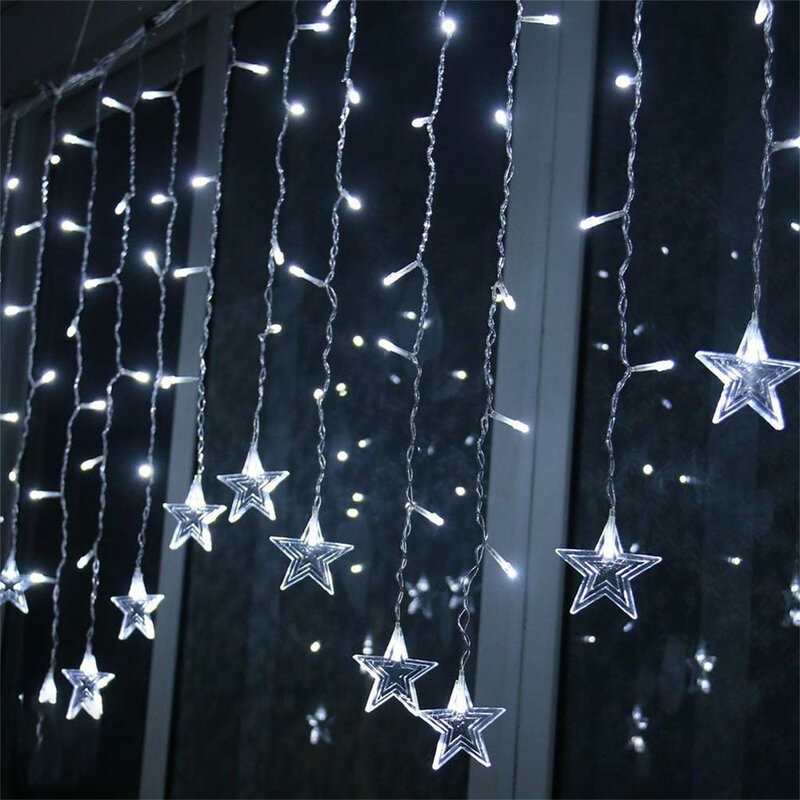 96 gwiazda LED zasłona sznurkowa światła okiennego bożonarodzeniowe girlandy żarówkowe LED na Boże Narodzenie dekoracje weselne dekoracja na imprezę halloweenową