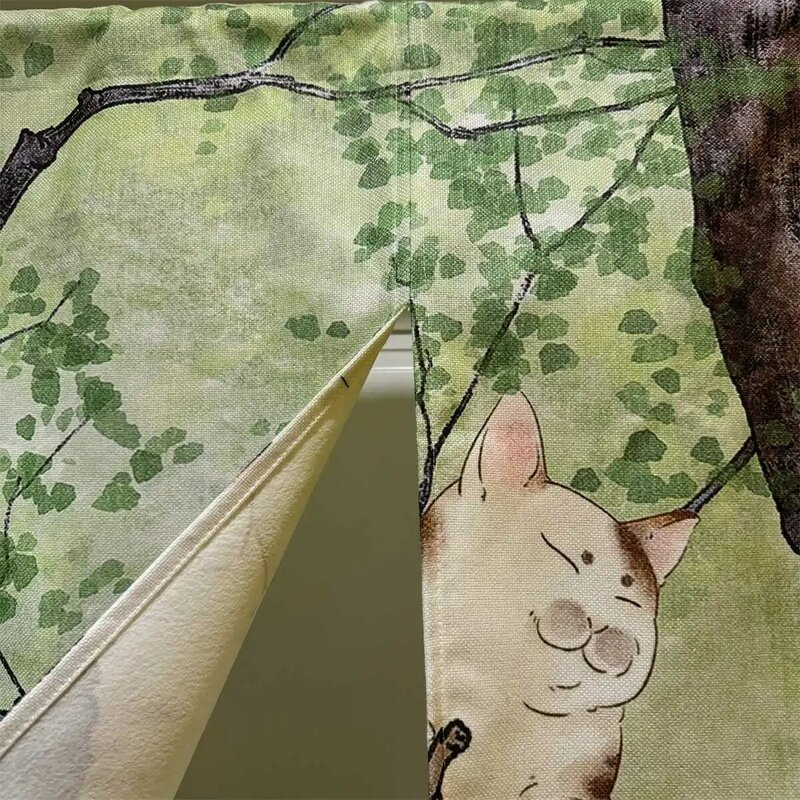 Ofat Home Chinese Cat Series 2 Door Curtain Japanese Noren Door Curtain Room Partition Kitchen Decoration Hanging Curtains