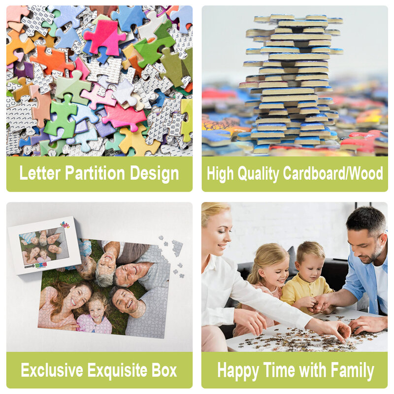 Custom Made Jigsaw puzzle 35/300/500 Pcs puzzle di legno/cartone di qualità Premium per adulti giocattoli per bambini per regali per bambini