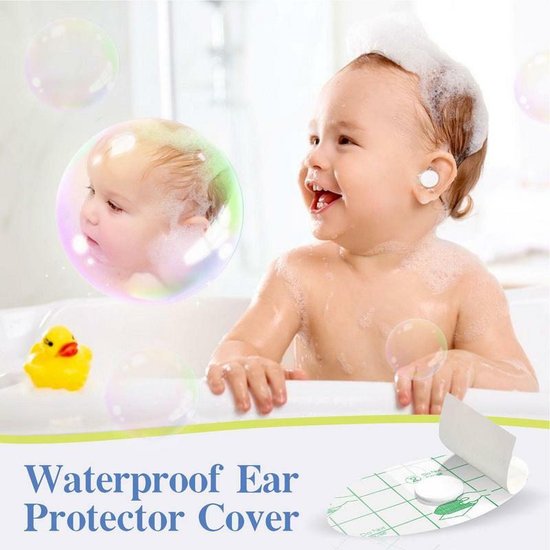 Pegatinas de oreja impermeables para Baby Shower, protectores de oreja de una sola vez para ducha y baño, 60 piezas