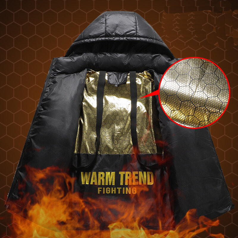 Mantel Parka musim dingin pria, jaket hoodie hangat tahan angin, jaket Parka katun tebal kasual bagian baru mode mewah 2023