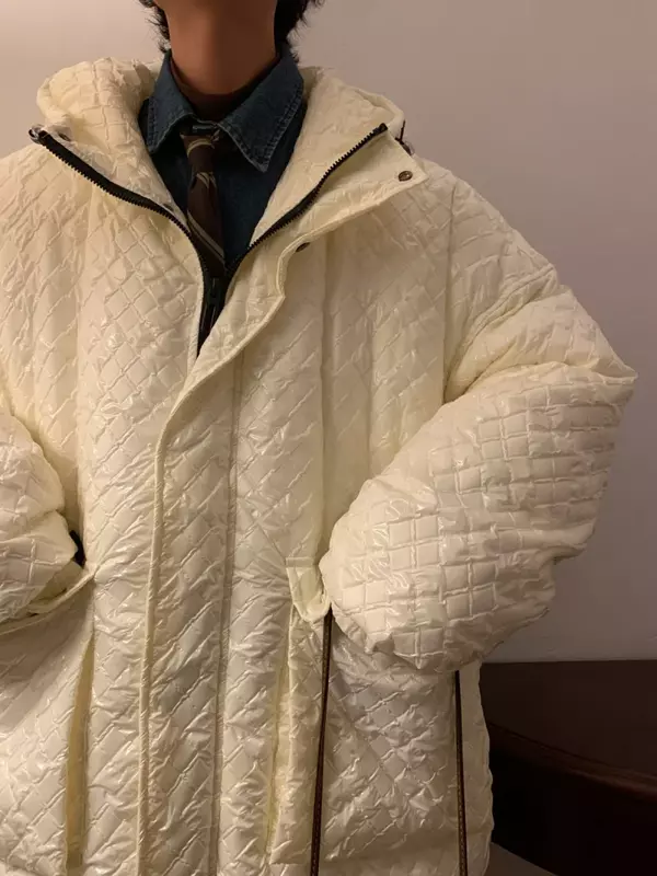 UETEEY 남성용 하라주쿠 겨울 재킷, 화이트 덕 다운, 하이 스트리트, 루즈 플러피 재킷, 두껍고 따뜻한 남성 퍼퍼 코트, 스트리트웨어