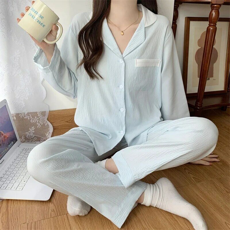 Langarmhose Sets für Frauen Frühling Herbst Nachtwäsche Pyjama koreanische Baumwolle Home Wear Kleidung neue Nachtwäsche Pyjama Anzug