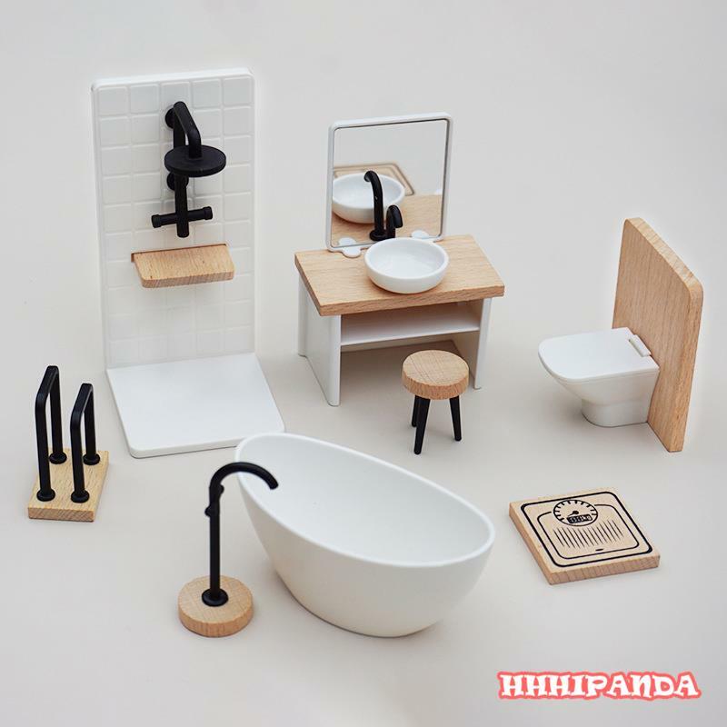 1/12 simulazione casa delle bambole lavabo bianco vasca modello di toilette casa delle bambole mobili in miniatura arredamento del bagno bambino finta giocattoli