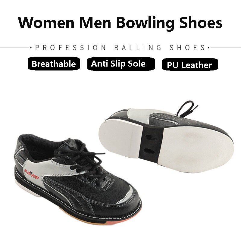 Sepatu Bowling kulit lembut pria Sneakers dalam ruangan anti selip pria profesional sepatu Bowling santai bersirkulasi trainer