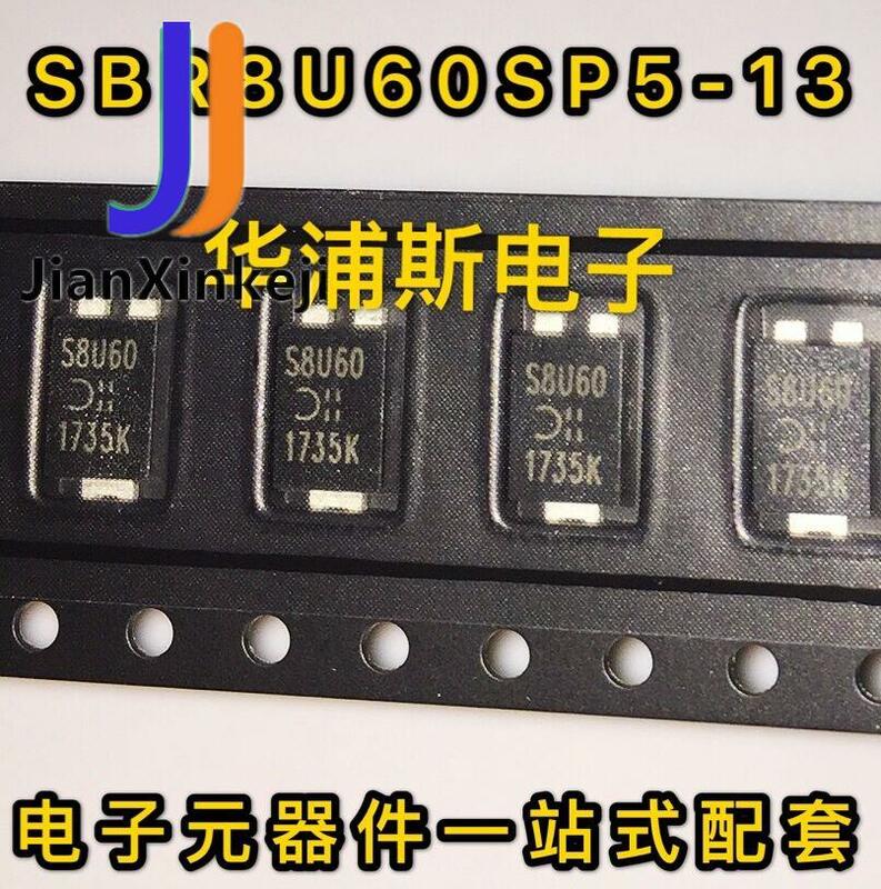 20 pces 100% original novo diodo remendo SBR8U60SP5-13 8a 60v tela de seda s8u60 to277 ponto
