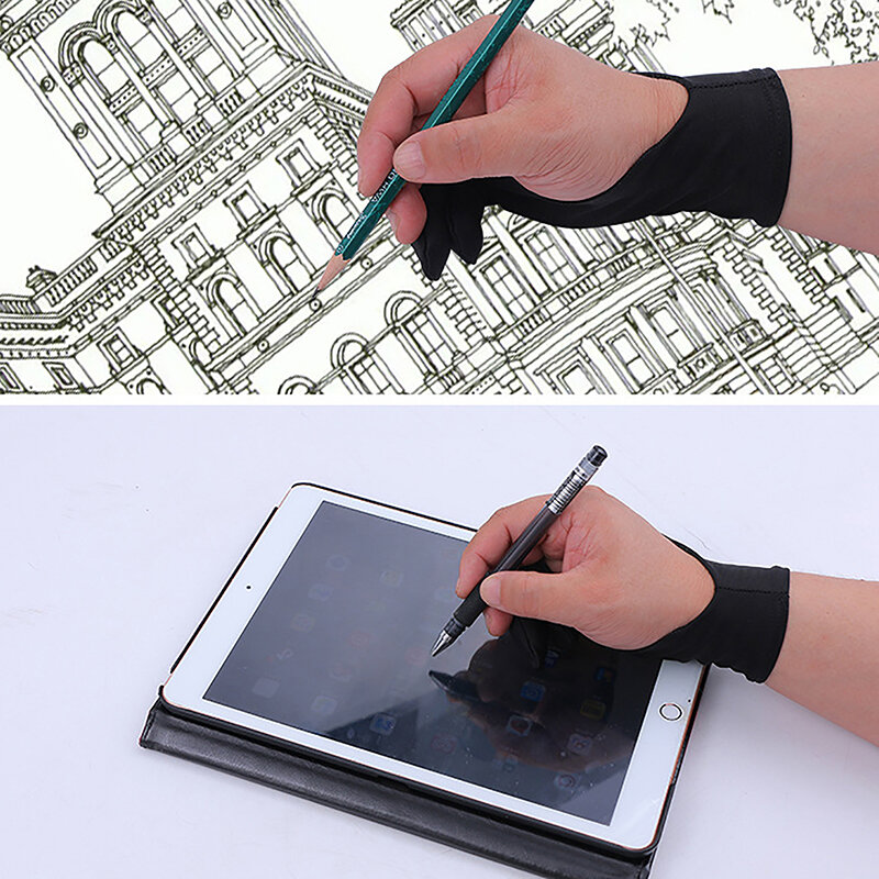 Anti-Touch Two-Finger Mão Pintura Luvas, Tablet, Placa Digital, Desenho de Tela, Anti-Incrustante, Pintura a Óleo, Art Supplies, 1Pc