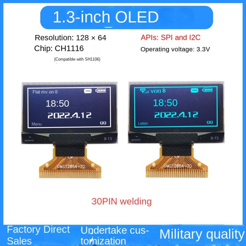 Placa do módulo de exibição do ecrã LCD OLED, 30PIN, 12864 LCD Ssd1306, Sh1106, CH1116