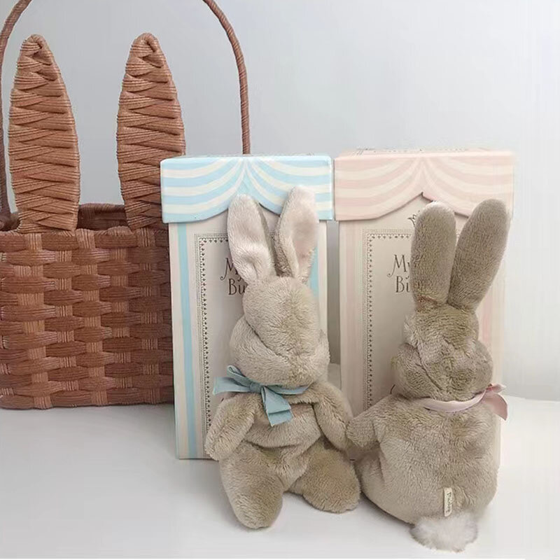 Peluches de conejo Kawaii con caja de colores, bonitos juguetes de peluche de conejo artesanal para bebé recién nacido, muñecas de conejo suave, regalo para Pascua y Navidad
