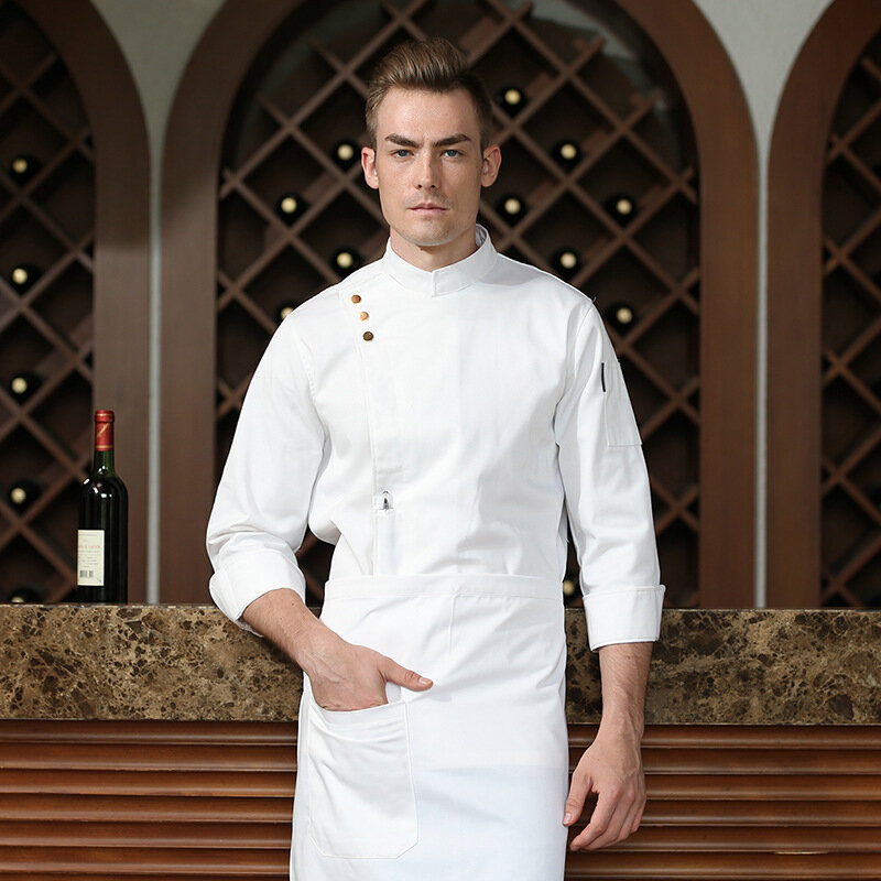 Hotel Chef tylne kuchenne kombinezony szefa kuchni mężczyźni z długim rękawem jesienne i zimowe ubrania odzież kuchenna Hotel pogrubienie plus rozmiar