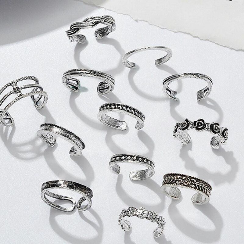12 Stuks Legering Neus Ring Set Vrouwen Teen Open Ring Strand Voet Accessoires Voet Ring Mode Sieraden