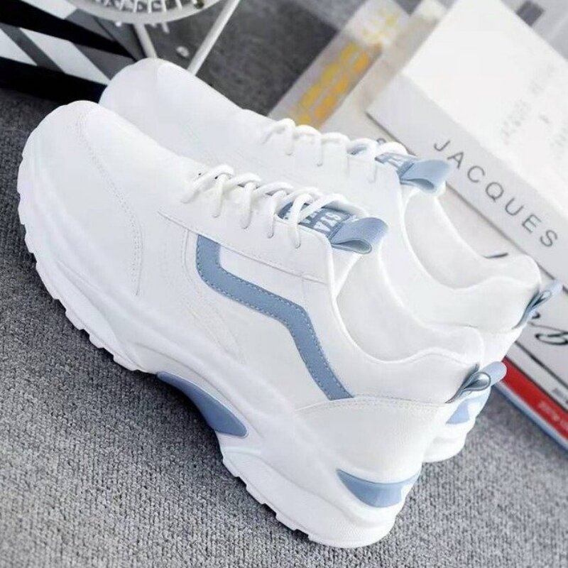 Little White Shoes Women's Leather Surface Spring/Summer New Mesh Breathable Thick Sole Sports Shoes Outdoor Casual Running Shoe