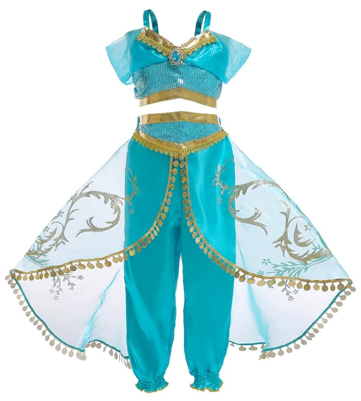 Jurebecia Arabian Princess Costume For Girls Dress Up Birthday Halloween Cosplay Party Dress Up