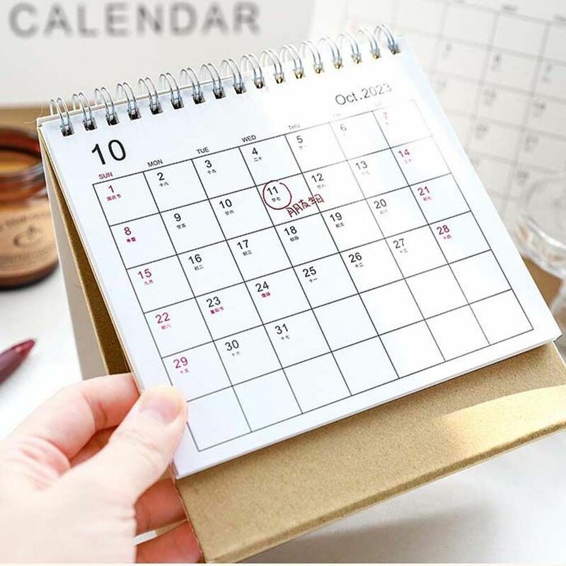 Kalender meja 2024, hiasan meja gaya Ins sederhana kalender kreatif penjadwal harian perencana tahunan Agenda hadiah kantor