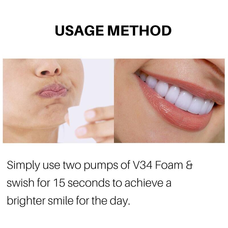 Creme dental Mousse V34, Creme dental clareador, Removendo manchas amarelas, Higiene Oral, 50ml, Novo