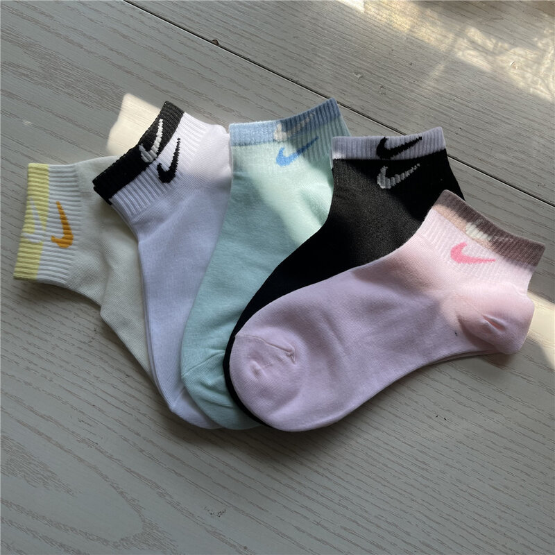 Calcetines deportivos transpirables para hombre y mujer, medias tobilleras cómodas de algodón, Color sólido, blanco y negro, Unisex, 5 pares