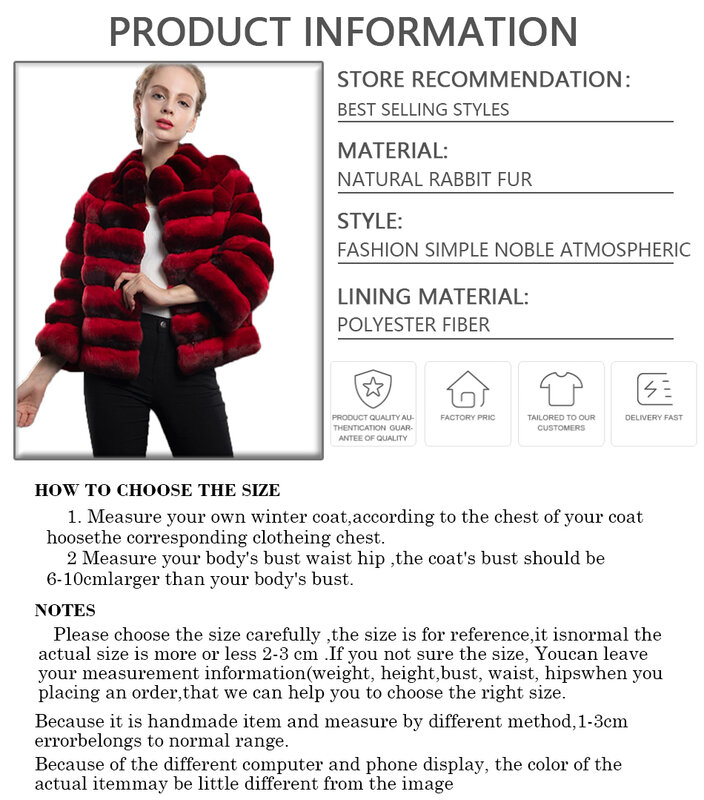Classic Rex Rabbit Fur Jacket para mulheres, Outwear cortado, Casaco de moda inverno, Venda quente