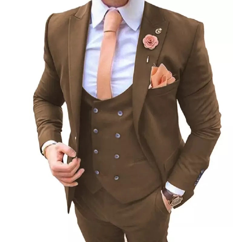 Abiti da uomo turchesi per matrimonio Slim Fit 3 pezzi Suit smoking da sposo Blazer Tux Vest pantaloni Prom Suit