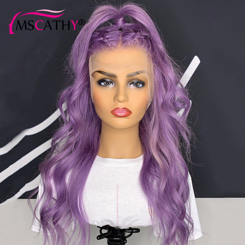 Jasnofioletowe koronkowe peruki z przodu dla damskie ludzkie włosy 13x4 HD przezroczysta koronkowa peruka brazylijska peruka z włosów typu Remy bezklejowa