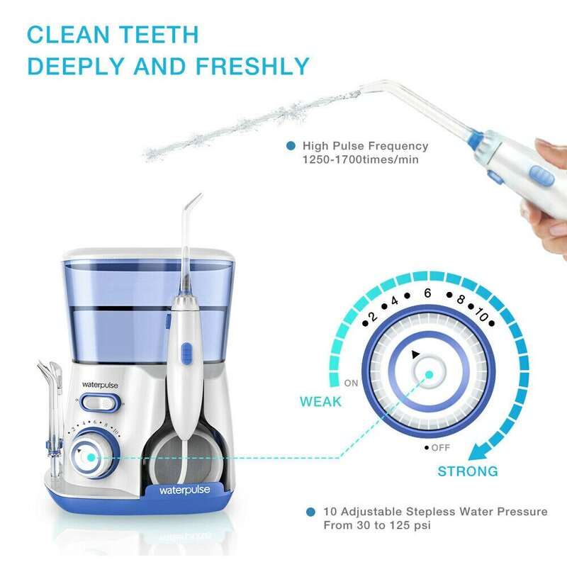 Waterpulse irigator Oral V300G 5 buah, Flosser air gigi pembersih listrik 800ml kebersihan mulut, Flosser gigi untuk perawatan mulut