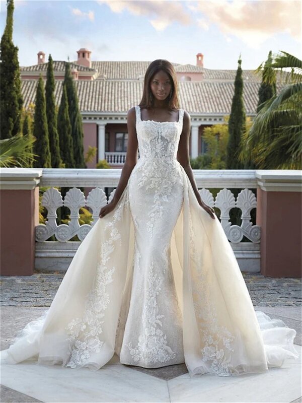 Klasyczna suknia ślubna bez rękawów 2024 urocza aplikacja bez rękawów suknia ślubna wdzięczna sukienka do podłogi Vestidos De Novia