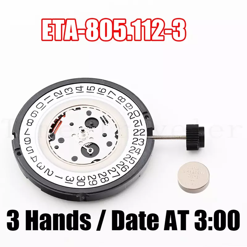 805.112 gerakan ETA 805.112-3 gerakan kuarsa tanggal pada 3:00 3 tangan keseluruhan tinggi 4.9mm