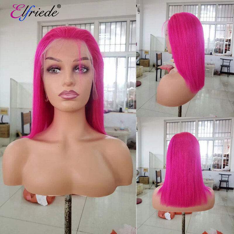 Lace front bob peruca, cabelo natural, curto, rosa, vermelho, 4x4, 13x4, 13x6, para as mulheres