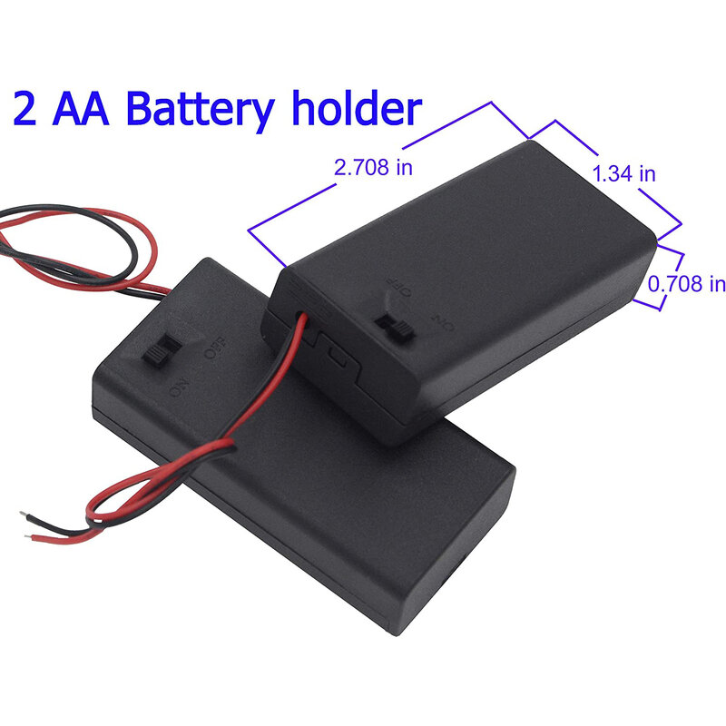 Soporte de batería AA de 1/2/3/4 ranuras, caja de batería AA de 1,5 V/3V/4,5 V/6V con cables de encendido/apagado e interruptor de tapa de rosca, cubierta trasera
