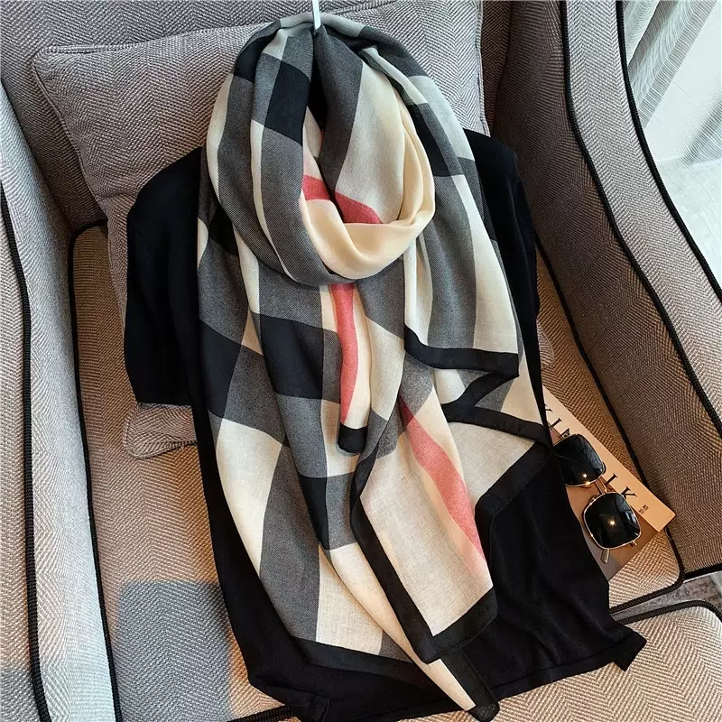 Bufanda de algodón de marca de lujo para mujer, para la cabeza Hijab, Bandana femenina, Pashmina, chales y envolturas