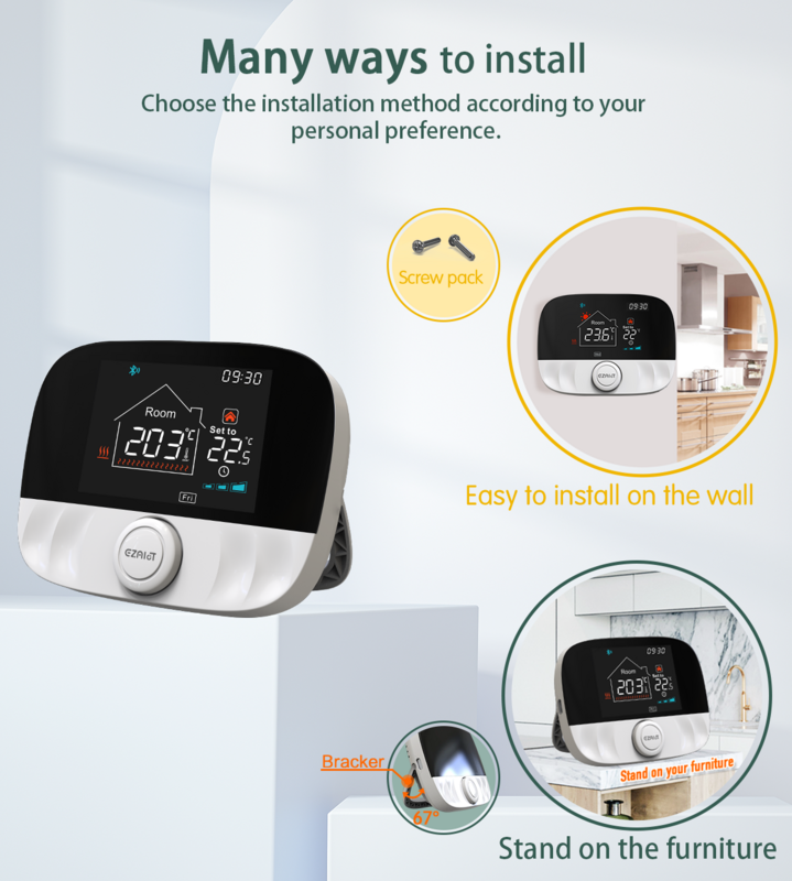RF Wireless Thermostat Gas Boiler Room Floor Heating Non-WiFi Programmable Temperature Controller