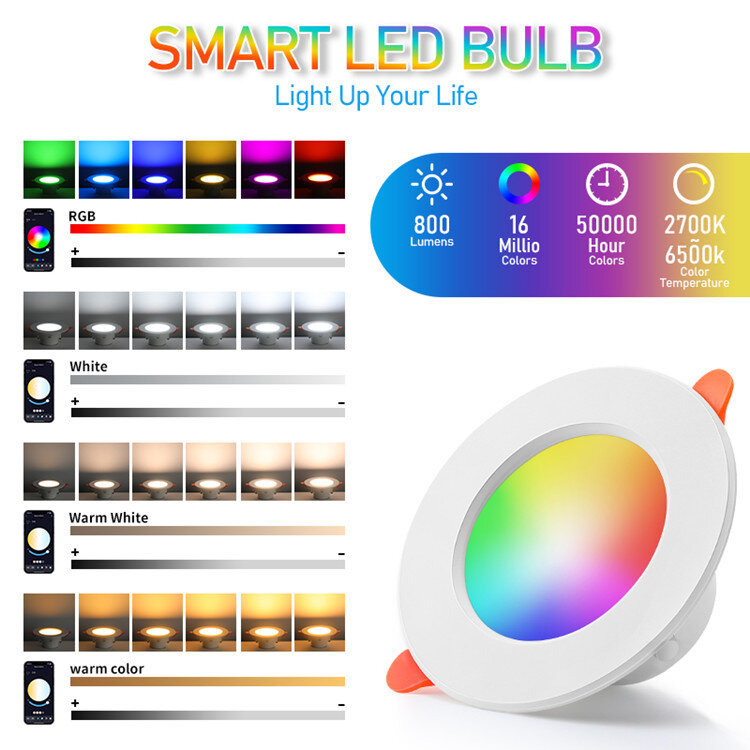 Smart LED Downlight WiFi Tuya Vida Inteligente Escurecimento Spot Lâmpada Bluetooth Atmosfera Decorativa Luz Da Noite para Alexa Casa com APP