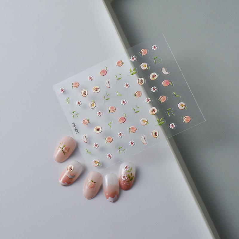 Nail Art gravado adesivos, 3-Dimensional, temperamento simples, seguro para usar, design requintado, material de alta qualidade, frutas, 1-10pcs