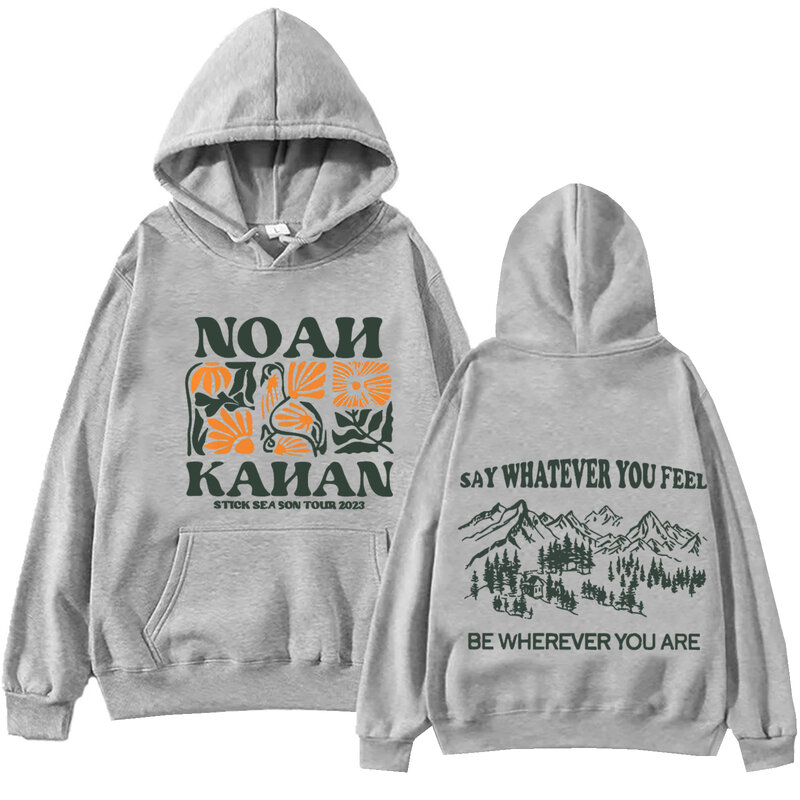 Noah Kahan moletom de manga comprida para fãs de música, tops casuais com capuz, primavera e verão 2024