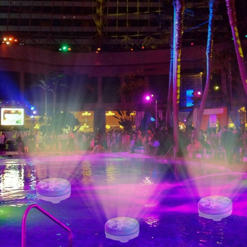 piscina decorativa impermeable enciende luces llevadas multicoloras subacuáticas para acuario