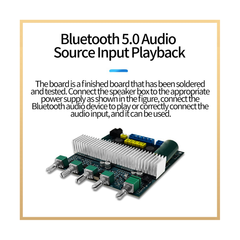 TPA3116 papan Amplifier Bluetooth, penguat Audio Bluetooth 2.1 kekuatan tinggi saluran 5.0 DC12V-24V 2X50W + 100W